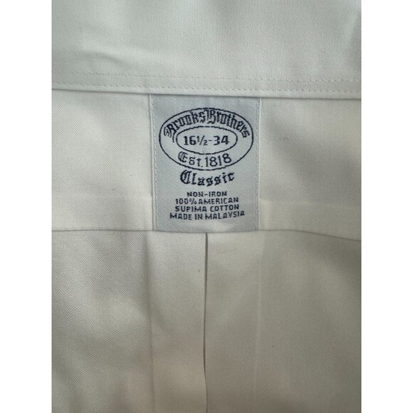 Brooks Brothers Classic Non-Iron 100% American Supima Cotton Shirt Mens Size 34 - Picture 5 of 6